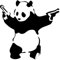 Wandtattoo Banksy Panda mit Schießpistolen – Kunst Graffiti Gun Bear Vinyl Aufkleber 24 x 24