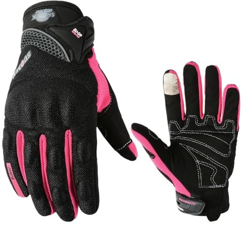 BLacOh Guanti Moto Guanti da moto viola da donna Touch Screen Guanti da motocross antivento con dita intere da corsa/arrampicata/ciclismo/equitazione Guanti Moto Uomo (Color : Pink, Size : M)