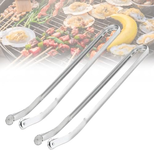2 Stück BBQ Würstchen Wendezange Edelstahl zum Kochen, BBQ Sausage Turning Tongs for Cooking, Lange Küchenzange Grillzange, Würstchenwendezange für Wenden von Speck, Steak, Fleisch und Gemüse