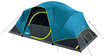 Coleman Skydome Dark Room Zelt für 4/6/8/10 Personen mit Regenfliege, 5 Minuten Einrichtung, blockiert 90% des Sonnenlichts, 20% mehr Kopffreiheit als herkömmliche Zelte
