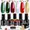 MEFA UV Nagellack Weihnachten Set, 6 Farben Rot Grün Glitzer Silber Farben 7 ML Soak Off UV LED Gel Nagellack Schellack Set für Gelnägel Nail Art Kit Maniküre Nageldesign Nägel Selber Machen