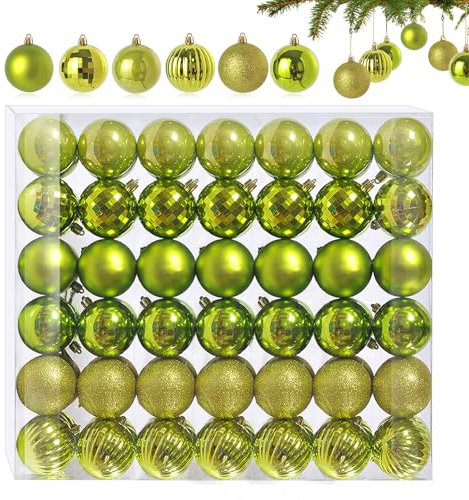 42 pcs Pequeñas Bolas de Navidad Verde 6 Diseños Diferentes Bolas de plástico para el árbol de Navidad 3CM Mini Bolas de Navidad Bolas de plástico para el árbol de Navidad Decoraciones para el árbol
