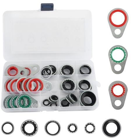 OFBAND 60PCS AC O Ring Kit&AC Seal Kit for AC Compressor,O Ring Assortment Kit for Air Conditioning Parts Replacement,O Ring Kit with Multiple Sizes of O Rings Gasket Fits Most Cars, Rubber,
