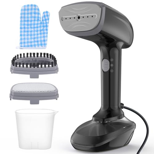 1800W Tragbarer Dampfglätter für Kleidung, 20-Sekunden Aufheizzeit | 2-in-1 Bügeleisen & Faltenentferner | 20g/min Dampfleistung, 300ml Tank | Handdampfer mit Stoffbürste für Reise, 220V