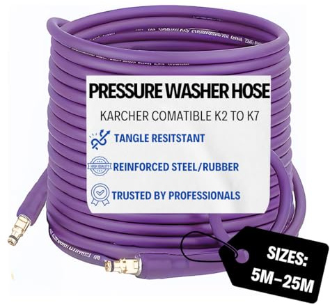 CA Detailing Anti-Kink 10M Pressure Washer Hose – Upgraded Replacement for Karcher K Series K2 K3 K4 K5 K6 K7 – Durable, Flexible, Reinforced Steel/Rubber with Click Plug Bayonet