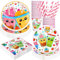 BOIKOKY Boba Birthday Party Decorations - 120Pc Kawaii Boba Party Kit, Includes Paper Plates, Napkins, Cups and Straws | Serves 24