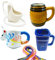 Witziger Mini Keramikkrug, Schnapsglas, Schnapskrug mit Band für Weihnachten und Party, JGA (4 Modelle, 12 Stück)