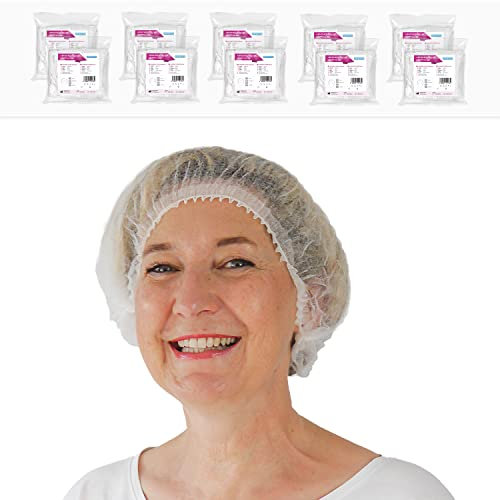 500x ARNOMED® Einweg Haarnetz 52 CM Weiß, Einweghauben Kopf, Haube für OP, Gastronomie & Hygiene, Haarhaube Einweg, Einweg Kopfhaube, Netz für Haare, Klipphauben, Haarschutzhaube Stoff