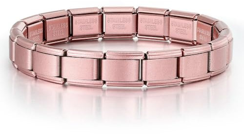 Starter Bracelet Matte Rose Pink Purple Lavender Silver Gold 9mm Italian Link Charm Compatible With Nomination Bracelet (Matte Rose Gold Pink)