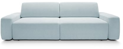 DomoHome Sofa 4-Sitzer, Freistehend, Bettkasten, Polsterung aus PUR-Schaum, Silikonfüllung, Stoff Raven, Schlaffunktion: 120x200cm, Größe: 257x82x105cm, Taube