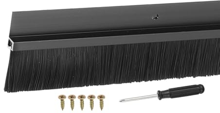 YELARXI Balai de porte en alliage d'aluminium, brosse noire en polypropylène de 4,1 cm, 99,1 cm de long x 6,6 cm de large, convient pour les espaces de bas de porte – Support en forme de H (noir)