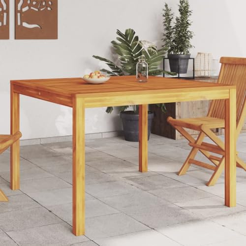 Massbinet Gartentisch Balkontisch mit Schirmloch Outdoor-Esstisch für Balkon Terrasse Garten Massivholz Akazie 110 x 110 x 75 cm