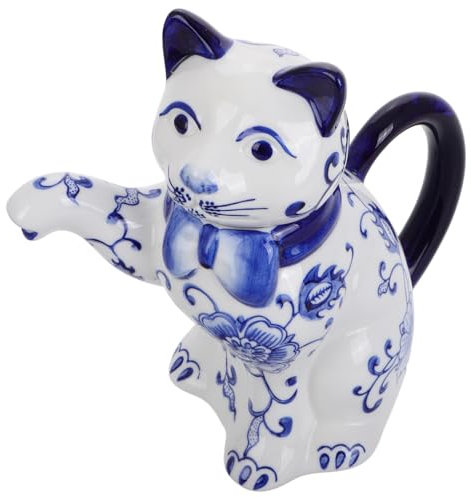 UTHCLO Jarra De Agua De Cerámica Forma De Gato Tetera Decorativa De Estilo Chino Con Diseño Elegante y Artesanía Detallada Para Jugos y Decoración Del Hogar