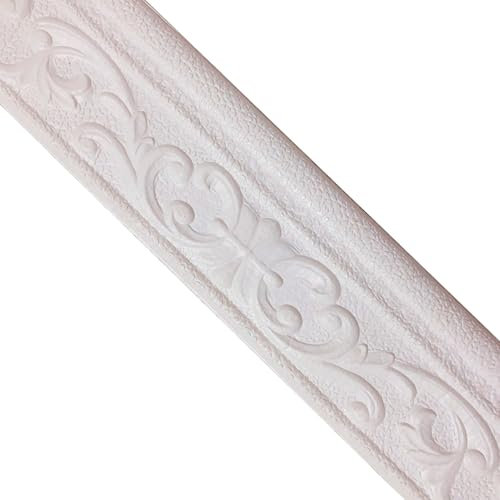 Dxcaicc Battiscopa da Parete, Lunghezza 9 M, Larghezza 8cm, Bordatura Bianca Intagliata, Strisce Decorative in Schiuma Rimovibili, Resistenti E Facili da Installare.,Sectional Style