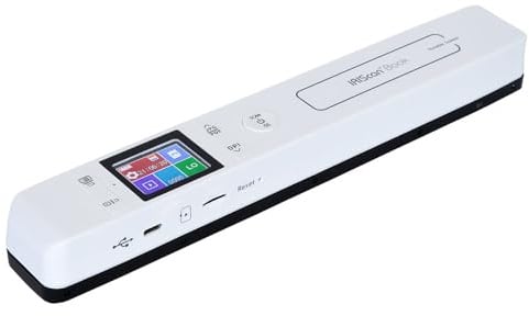 IRIScan Book 7: handScanner | Escáner de documentos A4 | Escaneo en Word, PDF, XLS | Tarjeta SD | Escaneo a través de USB | Win Mac