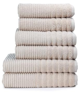 6-Pack Egyptian Cotton Bath Sheets - Premium 650 GSM Luxury Large Towels, Ultra Soft, Fast Drying & Highly Absorbent - Washable Bath Sheets for Bathroom, Spa & Gym (90x140 cm) - Natural