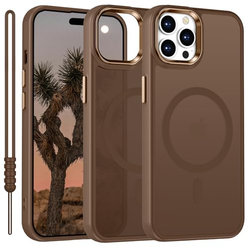 YUANDMI für iPhone 15 Pro Hülle Kompatibel mit MagSafe, Handyhülle für iPhone 15 Pro Magnetisch Leicht Dünn Matte Touch, rutschfest Kratzfest Schutz Stoßfest Hülle Braun