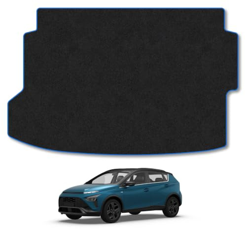 Hyundai Bayon (2021+) [Mild Hybrid] Carpet Boot Mat | Blue Edge Trim Tailored Fit Boot Liner Full Coverage Protection Accessories Easy Clean Anti Slip Made in the UK