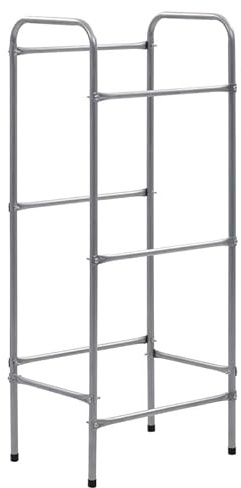 Eleganz Kistenregal für 3 Kisten aus pulverbeschichtetem Stahl | Stabile Lagerregal für Gewerbe & Lager | 50x33x116 cm | Silbern | Kunststoff-Füße | Platzsparend & langlebig