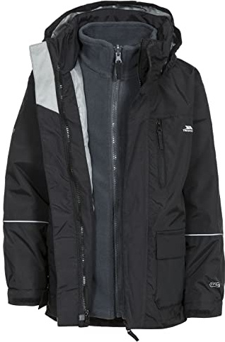 Trespass Kids Prime II Waterproof 3-in-1 Winter Jacket - Black, Size 3/4