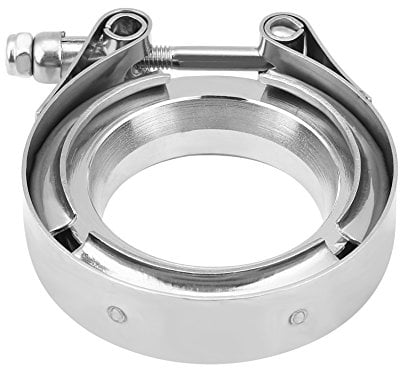 Qiilu 2.0 Inch V-Band Clamp Flange Kit for Turbo Exhaust Downpipes Stainless Steel (2 inch)
