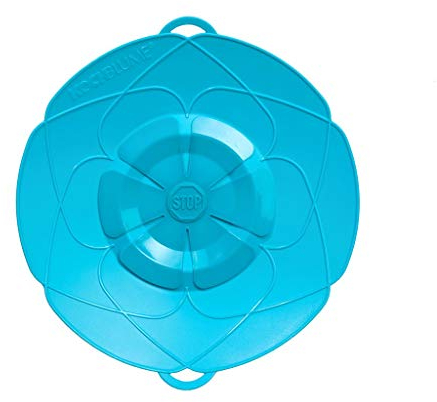 Kochblume das Original, Silikon Überkochschutz für Töpfe und Pfannen, Mikrowellen-Deckel, Spritzschutz und Dampfgar-Aufsatz | (türkis, M | Topfgröße 14-20cm)