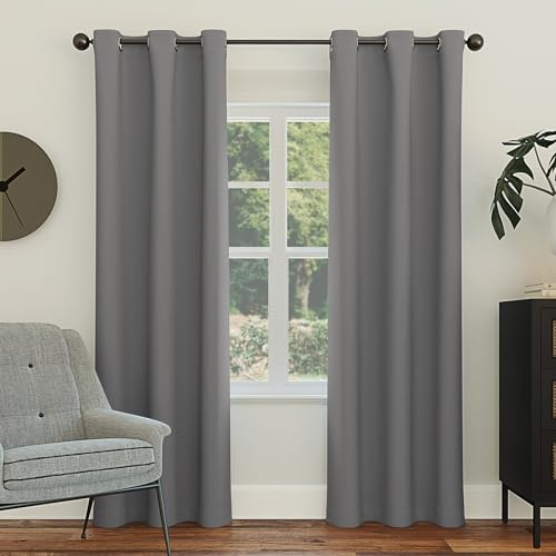 Sun Zero Easton Energy Saving Blackout Grommet Curtain Panel, 40 x 108, Gray