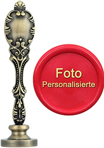 Mogokoyo Customized Kundenspezifische Gravur Wachs Siegelstempel Stempel mit Bronze Griff Vintage Retro Kupfer Siegel Personalisierte Segen (Schwarz-Weiß Bild Kundenspezifische)