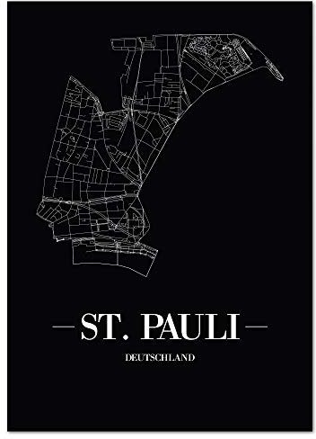 JUNIWORDS Stadtposter - Wähle Deine Stadt - St Pauli - 60 x 90 cm Poster - Schrift A - Schwarz