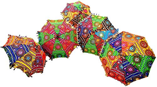 GANESHAM indischer Dekorativer Designer Baumwolle Mode Strand Regenschirm UVSchutz Sonnenschirm Sonnenschirm mehrfarbig Stickerei Boho Sonnenschirm indische Hochzeit Regenschirme Handarbeit