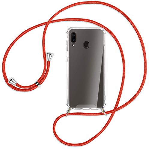 mtb more energy Handykette kompatibel mit Samsung Galaxy A20e (SM-A202, 5.8'') - rot - Smartphone Hülle zum Umhängen - Anti Shock Full TPU Case