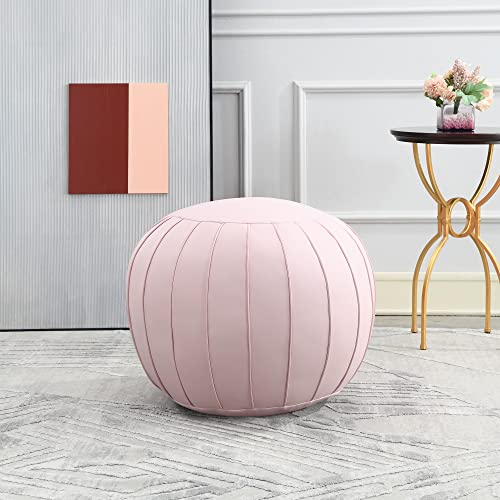 C COMFORTLAND Ungefüllter Pouf-Bezug Kunstleder Sitzpouf - Ottoman Fußstütze, Sitzsack, Fußhocker, Sitzkissen, Lederpouf, Sitzhocker, Ottomane 63x43cm für Schlafzimmer Wohnzimmer, ohne Füllstoff Rosa