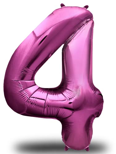 envami® Luftballon Geburtstag XXL Pink - Riesen Folienballon in 40 | 101cm Geburtstagsdeko | Ballon Zahl Deko zum Geburtstag | Geburtstagsdeko Mädchen Pink | fliegt mit Helium (Zahl 4)