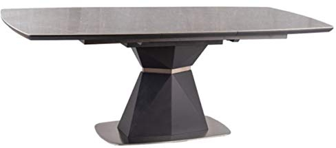Casa Padrino Luxus Esstisch Grau/Matt Anthrazit 160-210 x 90 x H. 76 cm - Moderner ausziehbarer Esszimmertisch mit Keramikplatten in Marmoroptik - Luxus Esszimmer Möbel