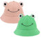Haoohu Chapeau Grenouille en Coton pour Adultes - Pêcheur, Plage, Soleil - Fête, Vert/Rose, Taille Unique