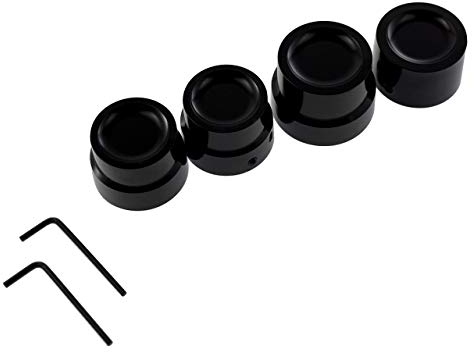 HDBUBALUS Lot de 4 cache-écrous pour essieu avant et arrière pour Harley Sportster XL 1200 Dyna Softail Fat Boy Touring Street Road Electra Tri Glide Noir