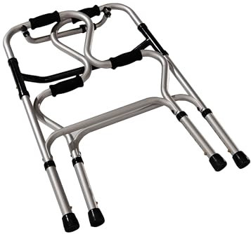 Identites Cadre de Marche Releveur Pliant, Améliore la Mobilité, Poignée Mousse Confortable, Facile à Plier, Pratique à Ranger, Structure en Aluminium, Poids max jusqu'à 135 kg, Hauteur Réglable