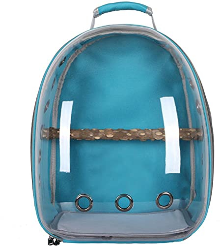 Eeneme Pet Papagei Rucksack, Atmungsaktiv Vogel Reisetasche, Transparent Transportk?fig mit doppelt offenem Rei?Verschluss, Bel¨¹ftung V?Gel Tr?ger mit Holz Stick Stand