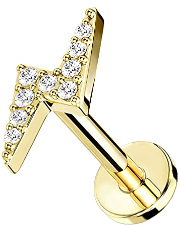 Piercingfaktor Piercing Chirurgenstahl Stecker Kristall Blitz Glitzer Kugeln Ohr Cartilage Tragus Helix Ohrpiercing Barbell Stab Knorpel 6mm Gold
