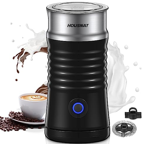 Housnat 4-in-1 Milk Steamer and Frother - Hot & Cold Milk Foam Maker for Coffee and Hot Chocolate - 240ml, Auto Shut-Off, Easy Clean