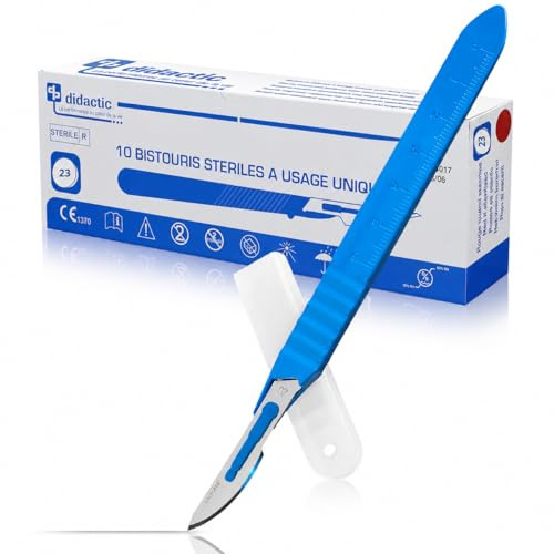 Scalpel Chirurgical Stérile Lame 23 – Bistouri Découpe Précision – x10 | Grande lame – usage médical intensif – podologue – scalpel de découpe – loisirs créatifs – jetable usage unique