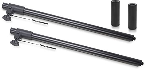 Sound Town 2-Pack Subwoofer/Speaker Poles with Adjustable Height, with M20 Threaded Lower End & 35mm Adaptor, Black (STSDA-ADM54B-PAIR)