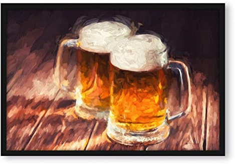 Pixxprint Zwei Maßkrüge Bier, Poster im Bilderrahmen, Format: 55x40cm, Kunstdruck gerahmt