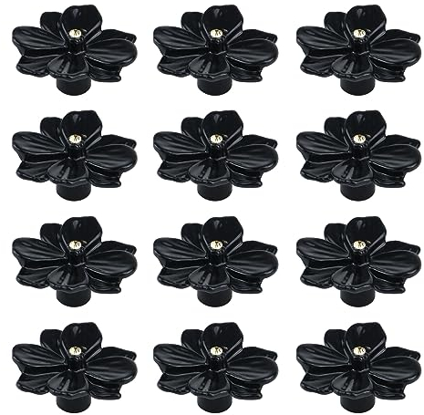 Crapyt Schubladengriffe für Küchenschränke, Schrankgriffe, Griffe Möbel, Shabby-Chic, Zinklegierung, Schwarz, 12 Stück