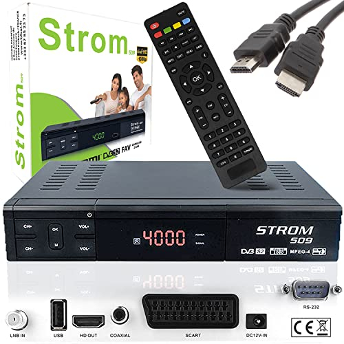 LEYF & Strom 509 Digitaler Satelliten Receiver - DVB-S/DVB-S2 - Sat Receiver - Full HD 1080p Digital Satellit für TV + HD Kabel [Vorprogrammiert für Astra, Hotbird und Türksat], Schwarz