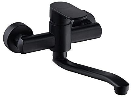 SXLSZ Küchenarmatur Wandmontage Küche Wasserhahn Spüle Schwarze 360° Drehbar Amatur Küchenspüle Mischbatterie Küche Spühltischamartur-30cm