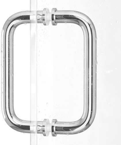 Ranbo Shower Glass Door Handle, 152mm (6 Inch) Hole Centres, Polished Chrome, 304 Stainless Steel,1.0mm Thick Tube, Fits 6–12mm (1/4–1/2) Glass, for Bathroom Door Installation or Replacement.