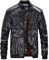 YuanDiann Homme Simili Cuir Blouson de Moto avec Doublure en Velours Col Montant Chaud Automne Hiver Faux Cuir Vestes PU Bomber Manteaux Noir 4XL