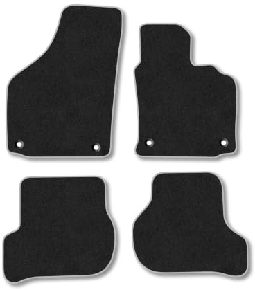 VW Golf (2007-2009) Carpet Car Mats | Grey Edge Trim Tailored Fit Floor Mats Full Coverage Protection Accessories Easy Clean Anti Slip Made in the UK