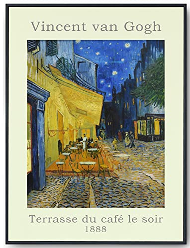 JOPRICO Vincent van Gogh Poster - Caféterrasse am Abend - Ausstellungsposter 50x70 cm - mattes Galeriepapier